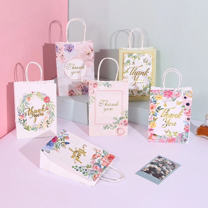 Foil Flower Kraft Paper Handheld Gift Bag|Gift Bags & Packaging