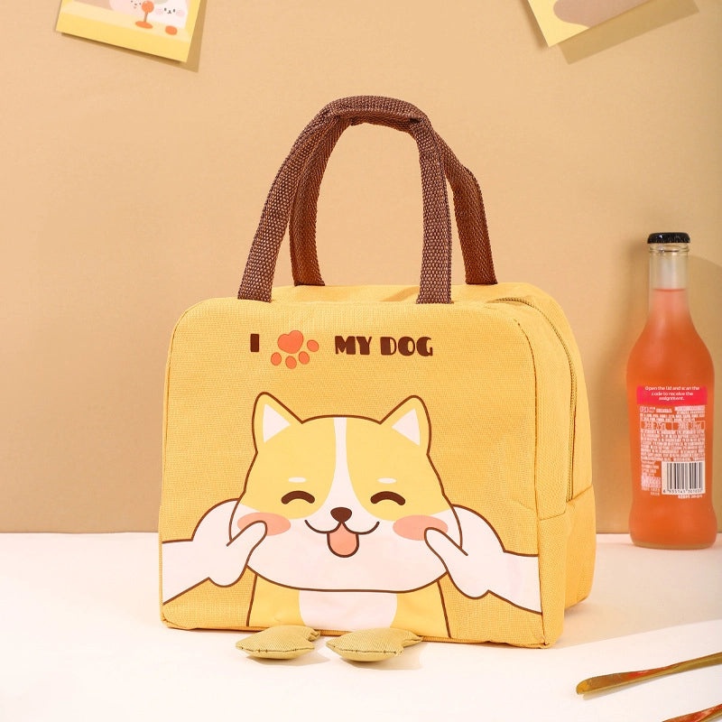 Cute Yellow Duck Insulated Lunch Bag Canvas Handbag for Kids Food Storage|Lunch Bags & Coolers