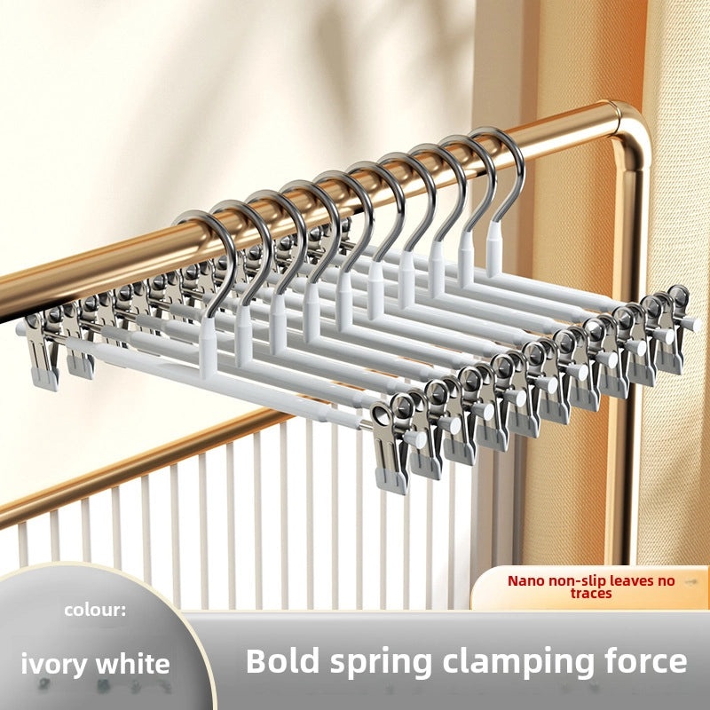 10 Pieces Stainless Steel Non-slip Pants Hangers for Household Clothes Storage and Drying | Home & Kitchen Storage