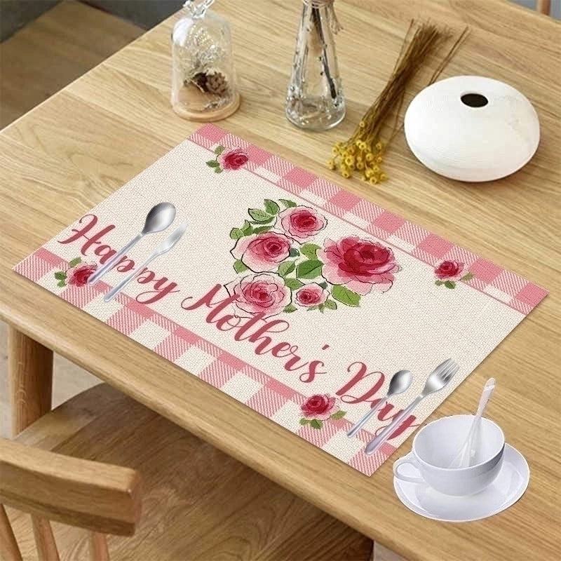 Color Block Heart Linen Placemat Minimalist Design | Home Decor Table Linens