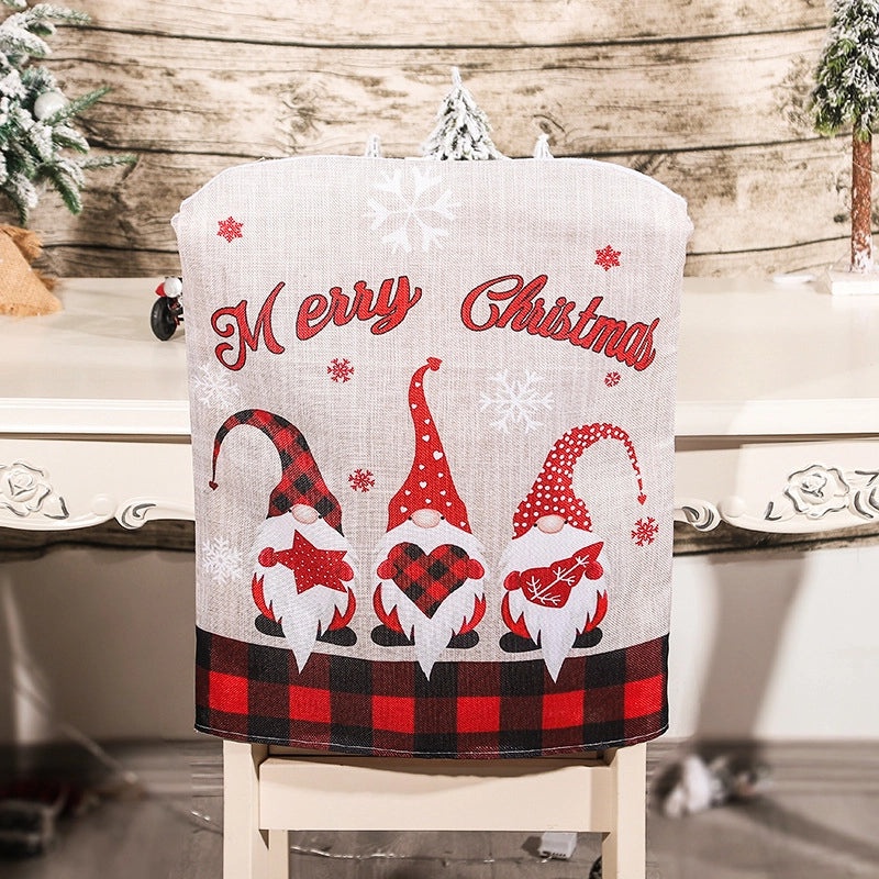 Christmas Santa Claus Linen Chair Cover Nonwoven Holiday Party Decoration|Home & Living > Holiday Décor > Christmas Decorations