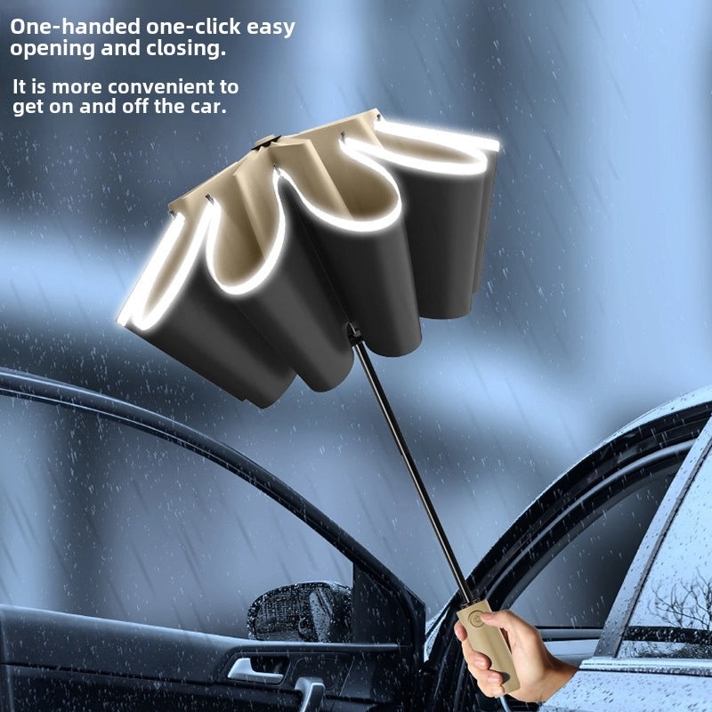 20-Rib Automatic Reverse Umbrella for Men and Women | Windproof Large Folding Sun & Rain Protection | Travel Umbrella Black Coating|Umbrellas & R