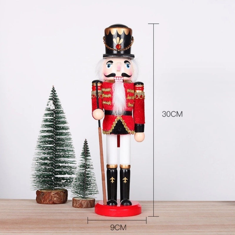 30cm Wooden Nutcracker Christmas Ornament Cloth Wrapped Decorative Craftwork for Home|Home Decor