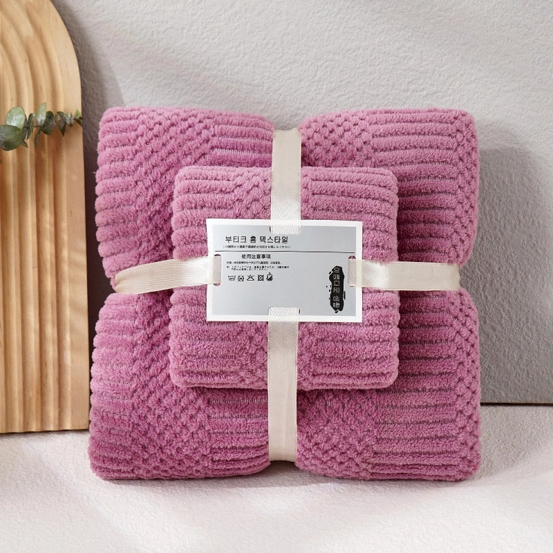 Coral Fleece Bath Towel Set for Mom Thick Absorbent Two-Piece Towel Gift|Home & Bath