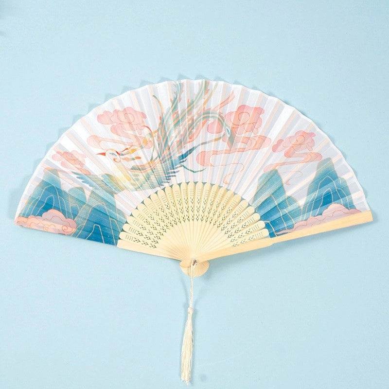 Elegant Chinoiserie Floral Bamboo Fans with Classic Heating Design | Home Decor Fans