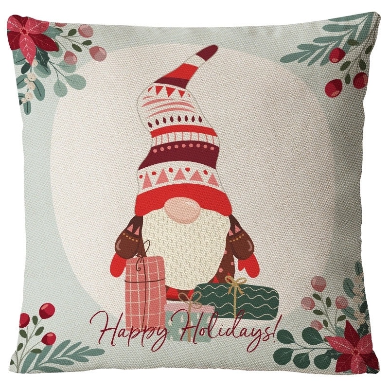 Festive Santa Snowman Linen Pillow Covers for Couch Sofa Holiday Home Decor | Home Decor & Pillows
