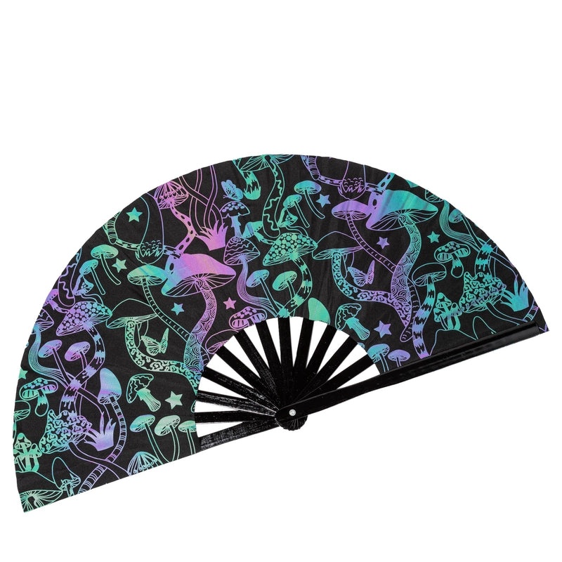 33cm Reflective Bamboo Folding Fan for Party & Kung Fu | Fans & Handheld Cooling Accessories
