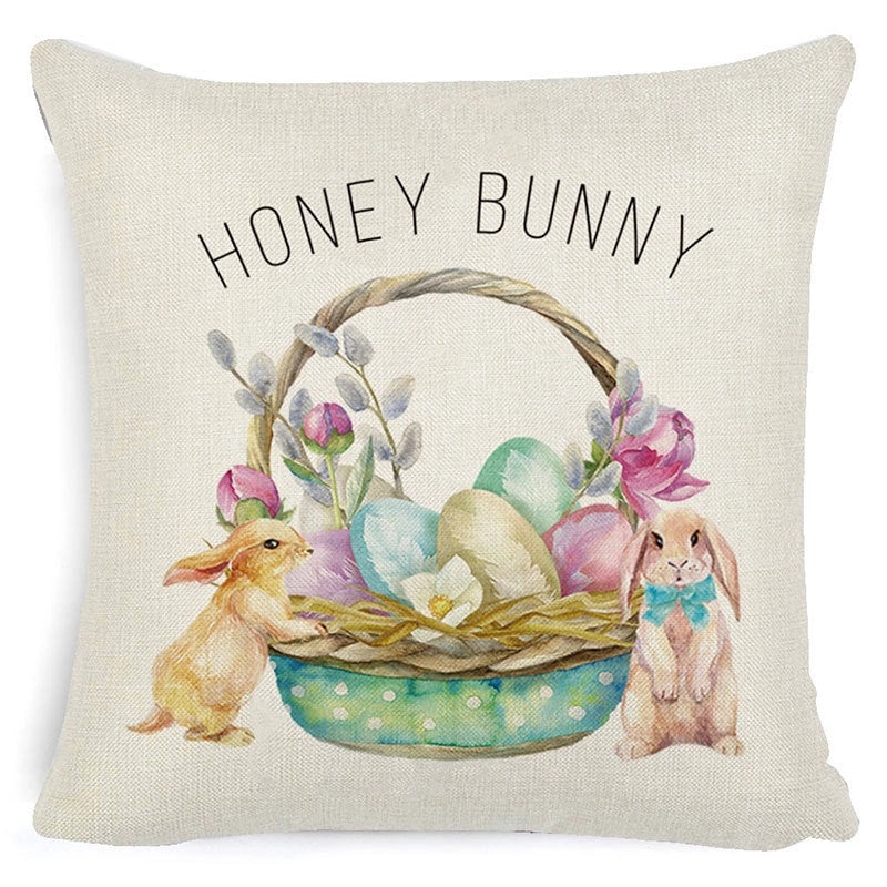 Easter Minimalist Rabbit Linen Throw Pillow Cover for Couch Sofa Decor|Home Decor & Pillows