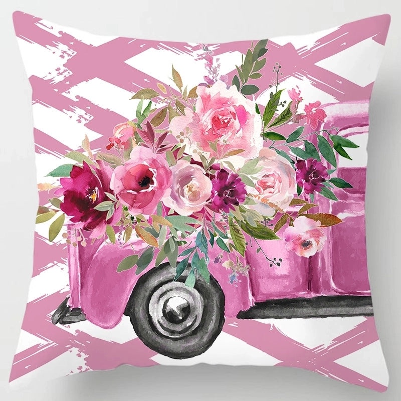 Sweet Minimalist Classic Letter Color Block Peach Skin Pillowcases|Home Decor Pillows