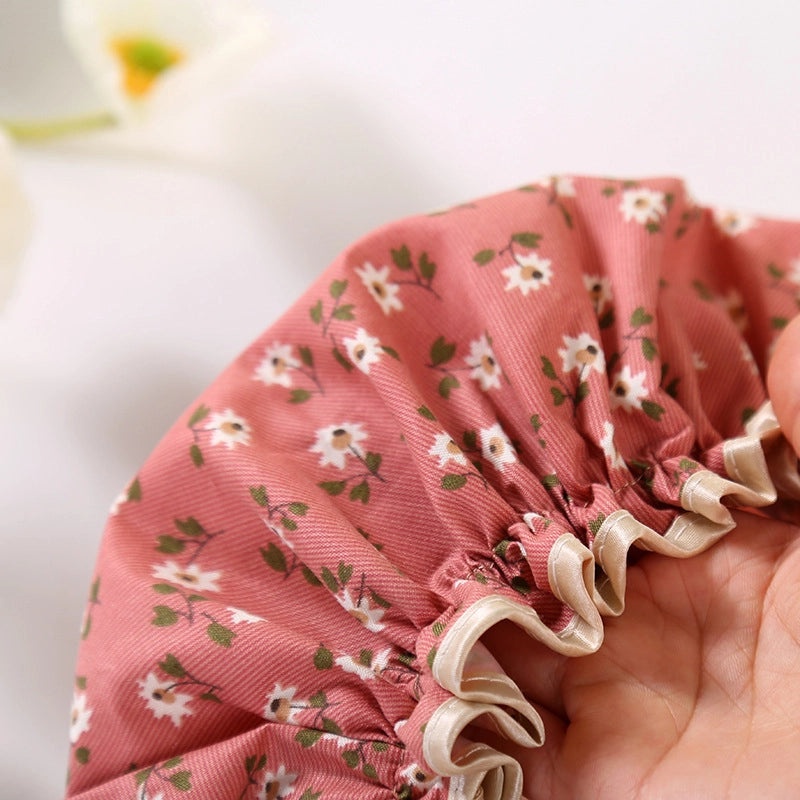 Waterproof Double Layer Shower Cap for Women Cartoon Print Hair Protection PVCPE Material|Women’s Bath & Shower Accessories