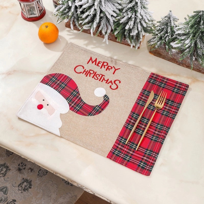 Festive Reindeer Print Cloth Table Mat for Christmas Party|Home Decor & Table Accessories