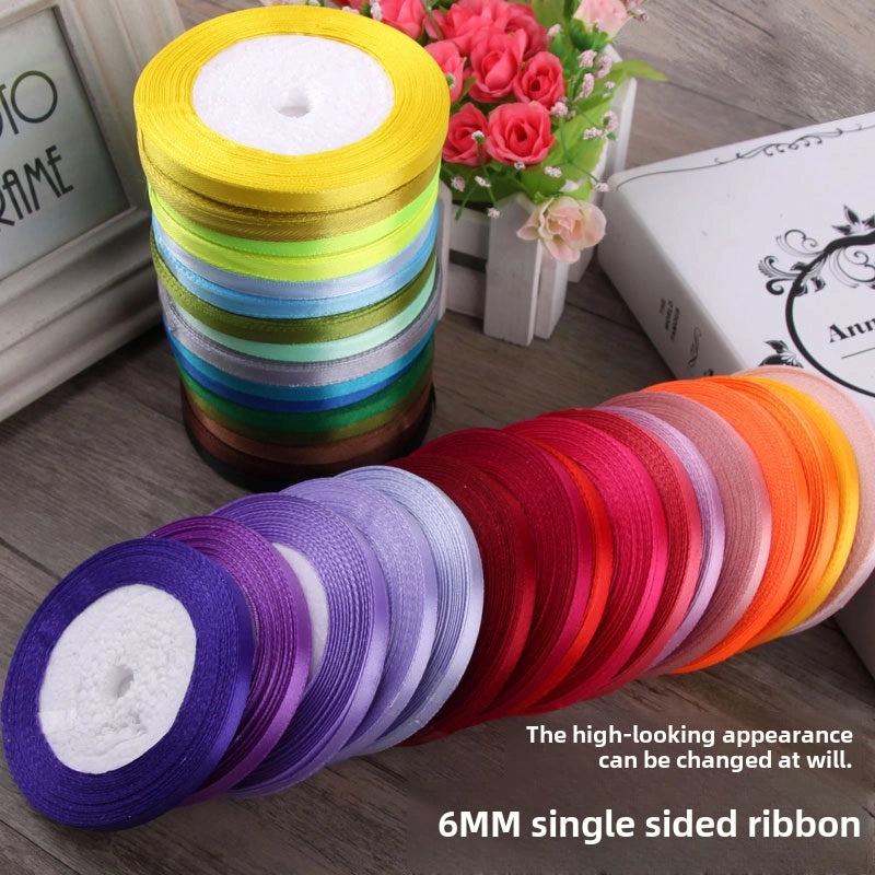 6mm Red Fabric Ribbon with Gold Edge for Hair Accessories and Packaging|Hair Accessories and Packaging Supplies