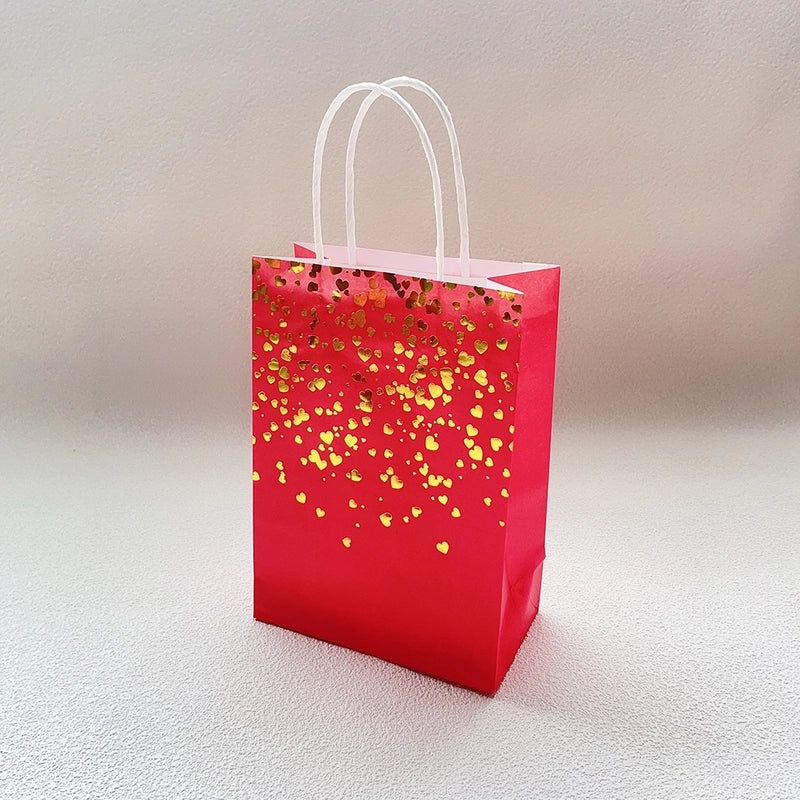 Love Spot Gilding Kraft Paper Gift Bag with Paper Rope Handle | Gift Bags