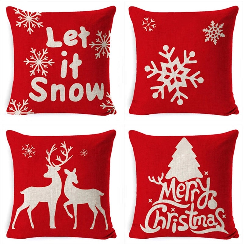 Christmas Geometric Snowflake Cartoon Cushion Cover for Couch Sofa | Home Decor & Cushions
