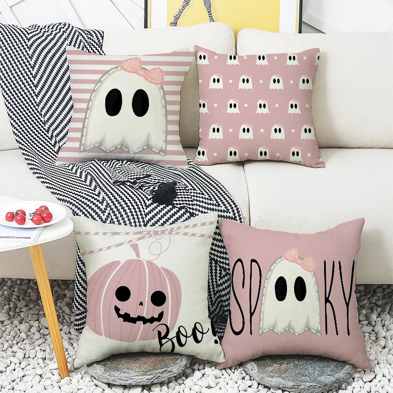 Halloween Nordic Pumpkin Ghost Linen Pillow Covers for Couch Sofa Decor | Home Decor & Pillows