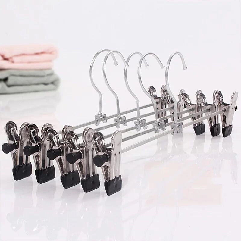 Multi-functional Stainless Steel Pants Clip Non-slip Seamless Metal Skirt Hanger for Household Storage|Home Storage & Organization
