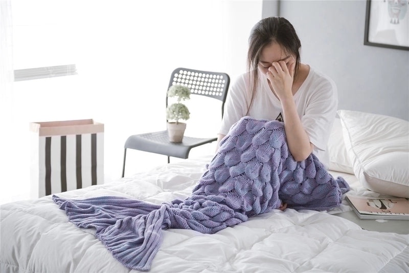 Solid Color Mermaid Acrylic Throw Blanket|Home & Living > Bedding > Throws & Blankets