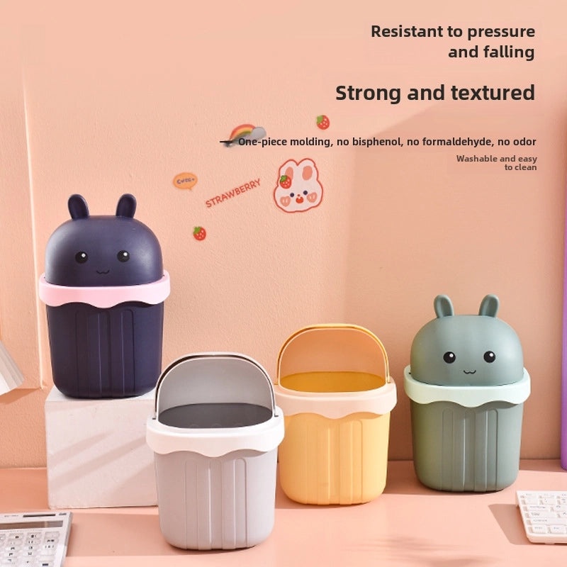 Mini Desktop Trash Can with Lid Cute Small Household Waste Bin Creative Coffee Table Trash Container|Home & Kitchen Storage