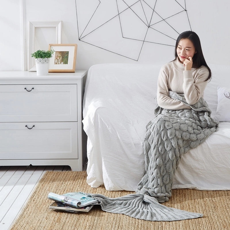 Solid Color Mermaid Acrylic Throw Blanket|Home & Living > Bedding > Throws & Blankets