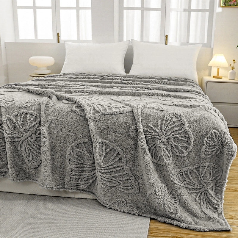 Soft Flannel Fleece Butterfly Flower Jacquard Blanket Thick Single Layer Four Seasons Cozy Throw|Home Textiles Blankets