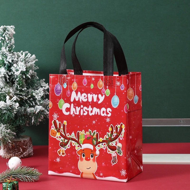Christmas Gift Bag Non-woven Hot-pressed Coated Printable Logo Eco-friendly Shopping Bag | Gift Bags & Packaging