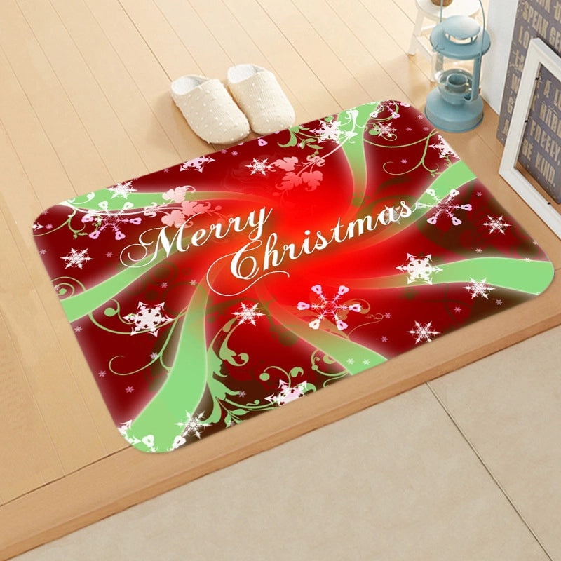 Festive Christmas Tree and Snowflake Flannel Floor Mat | Home Decor & Seasonal Rugs