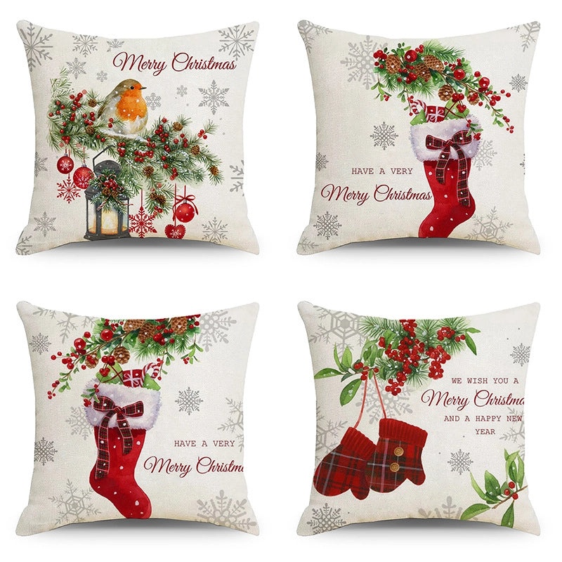 Festive Christmas Stripe Snowflake Pillow Covers | Home Decor & Living Room Accessories