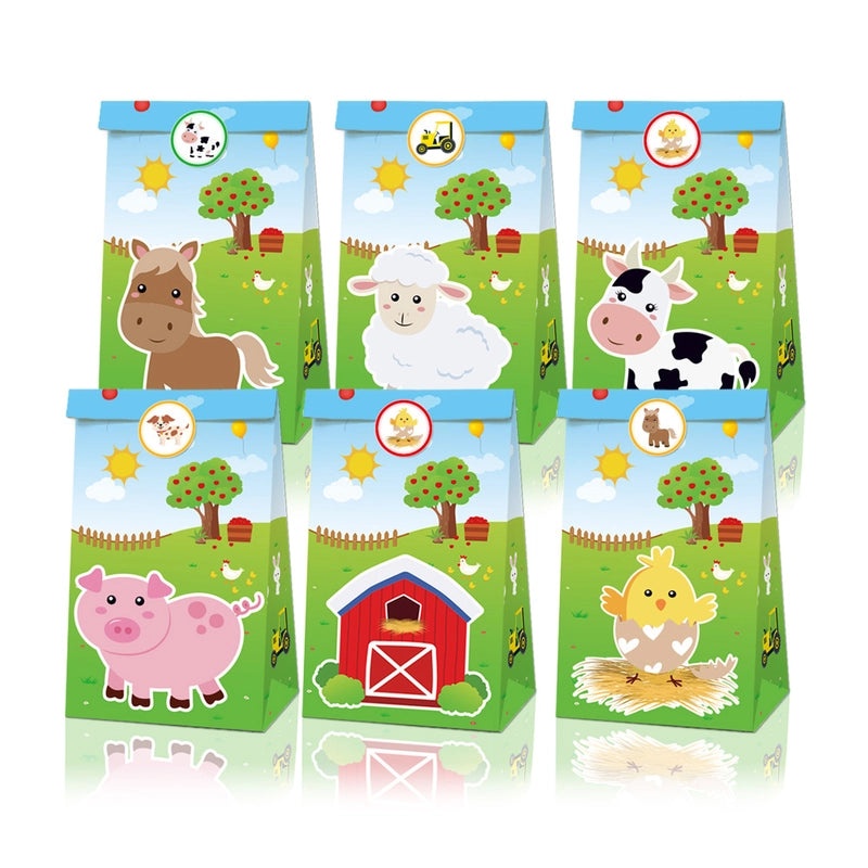 Farm Animal Kraft Paper Candy Bags Cow Chicken Sheep Pig Party Holiday Gift|Party Supplies