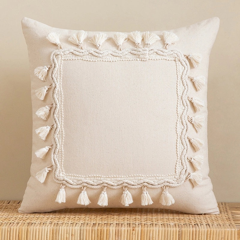 Stylish Solid Color Cotton Tassel Pillow Covers | Home Decor Accessories