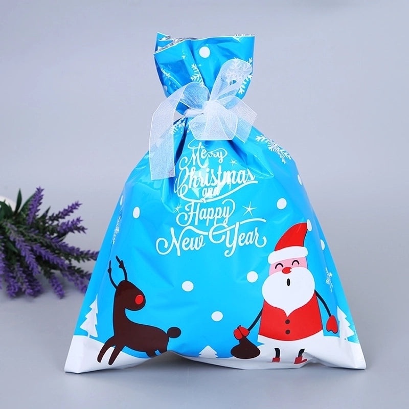 Christmas Holiday Santa Snowman Snowflake PE Party Favor Gift Bags | Holiday Party Supplies