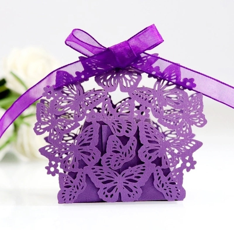Irised Flower Butterfly Paper Gift Bags|Wedding Accessories