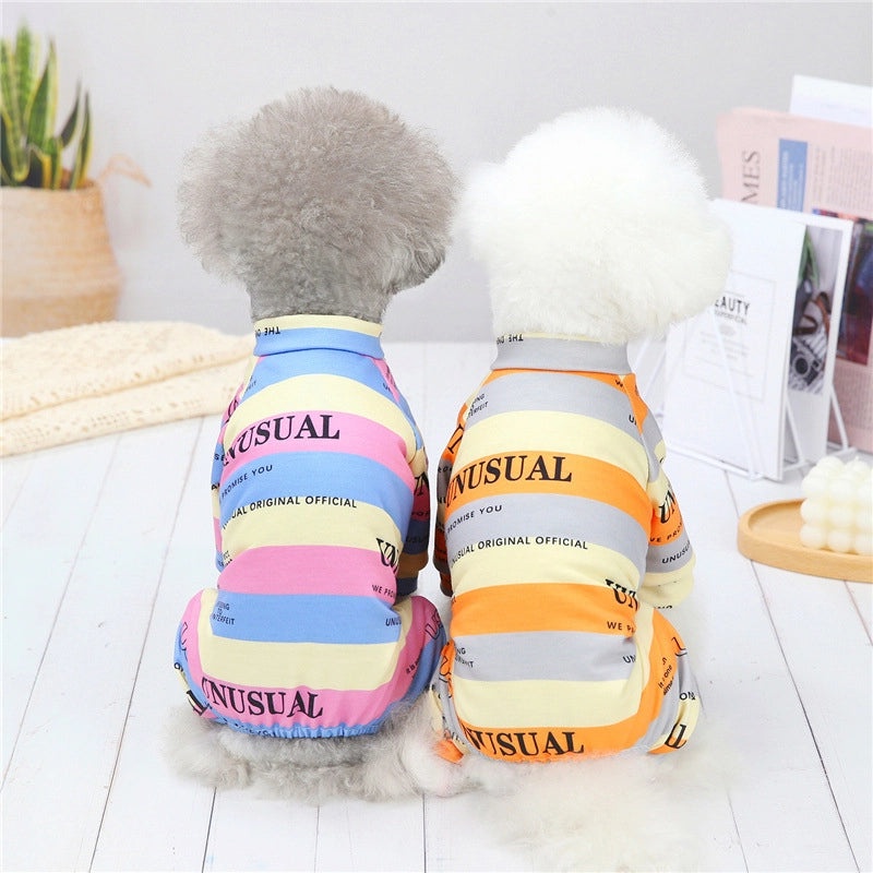 British Style Dog Pajamas for Small Breeds Teddies Bichons Spring Summer Four-Legged Pet Home Clothes|Pet Apparel