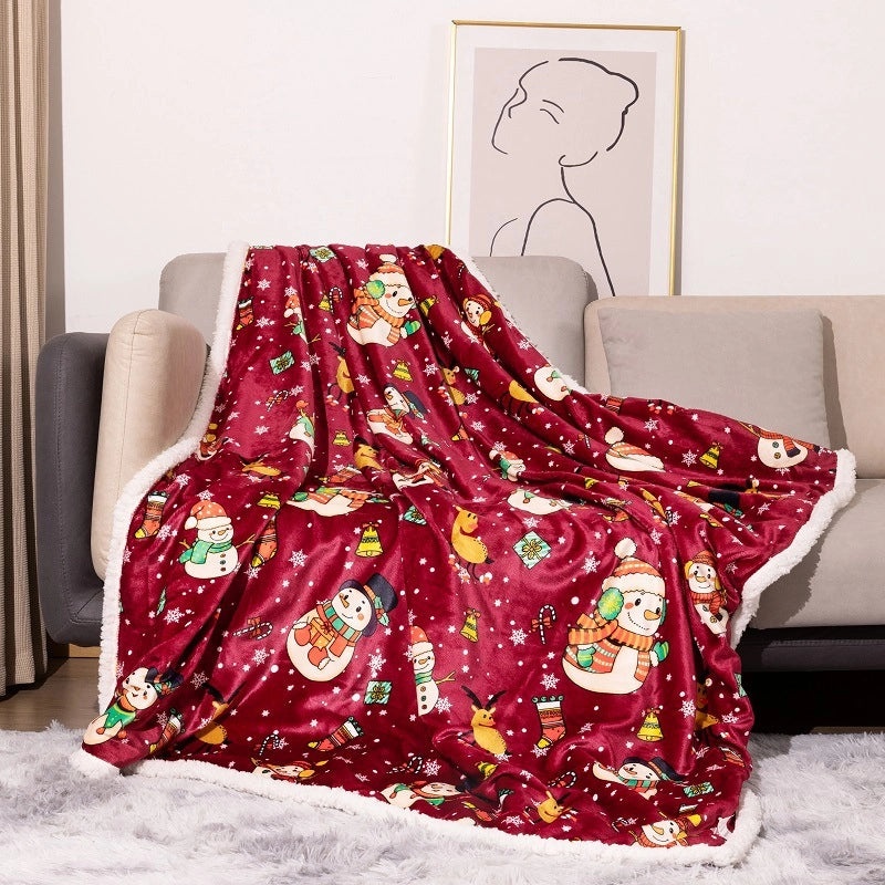 Cozy Christmas Reindeer Polyester Throw Blanket for Couch and Sofa Decor | Home & Living Textiles