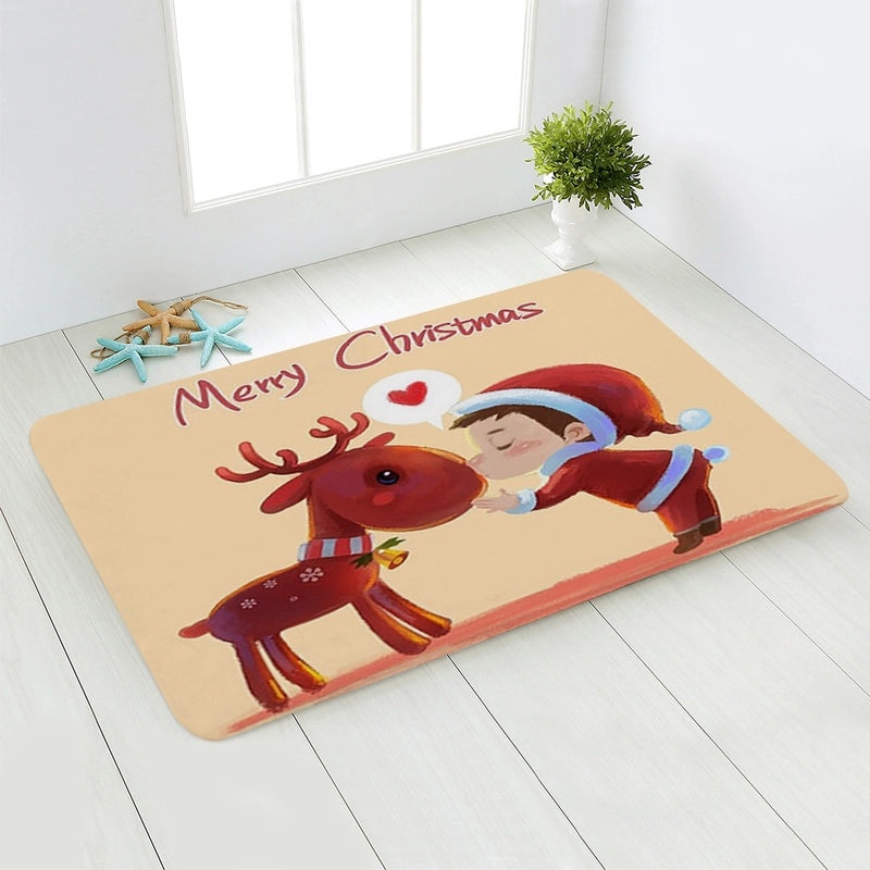 Holiday Santa Snowman Flannel Floor Mat Cozy Christmas Decor|Home & Living/Seasonal Decorations