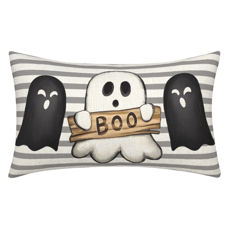 Halloween Ghost Letter Print Pillow Cover Cute Funny Polyester Case | Home Decor Pillow Covers