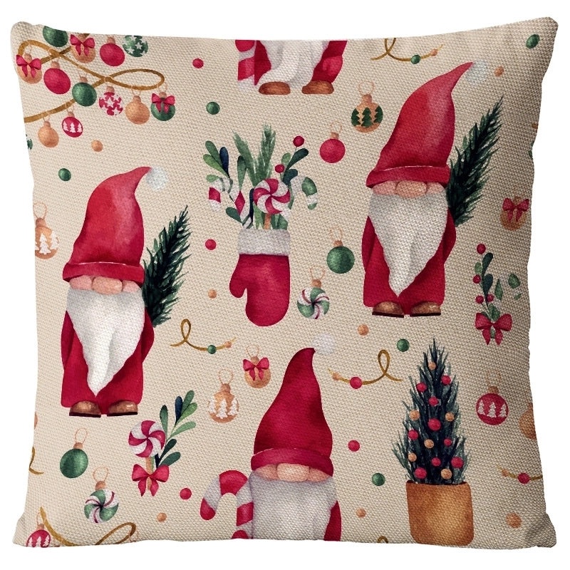Festive Santa Snowman Linen Pillow Covers for Couch Sofa Holiday Home Decor | Home Decor & Pillows