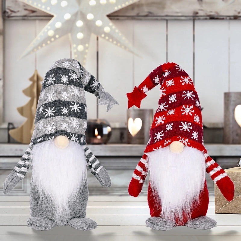 Festive Knitted Hat with Christmas Star, Snowflake, and Rudolph Decorations|Holiday Accessories