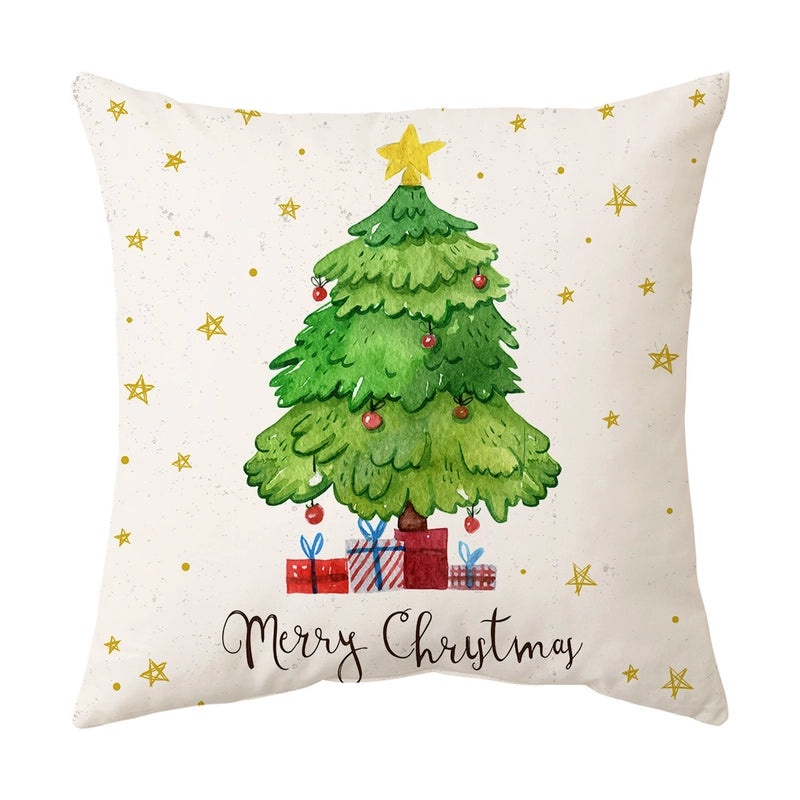 Christmas Tree Santa Elk Holiday Polyester Pillow Covers|Home Decor Pillows