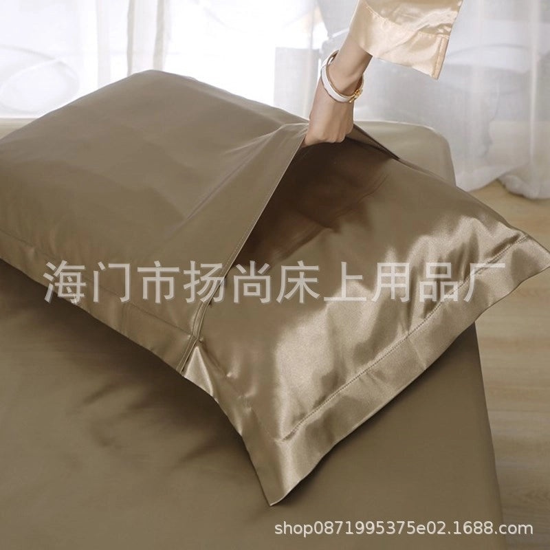 Solid Color Silk Pillowcase Single Satin Ice Silk Pillowcase | Home Textiles & Bedding
