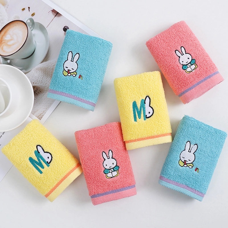 Cotton Square Towel 25x25cm Soft Absorbent Embroidered Face Hand Towel for Kindergarten|Home Textiles