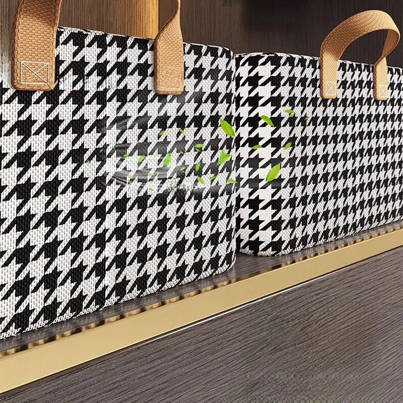 Houndstooth Pattern Foldable Steel Storage Box for Clothes and Pants | Home Storage & Organization