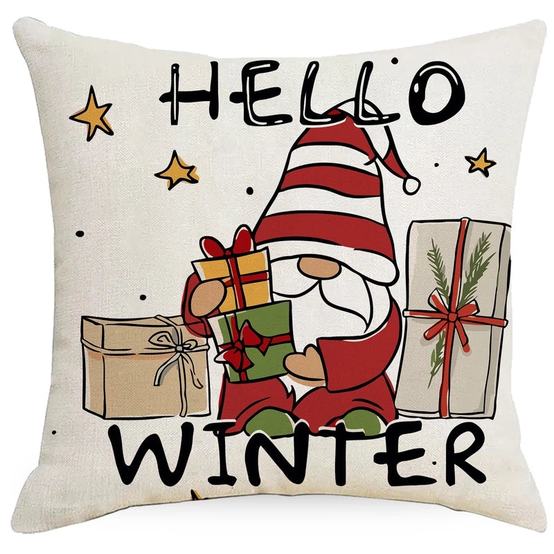 Christmas Tree Decorative Linen Pillow Covers with Festive Socks Letter Print|Home Decor Pillows