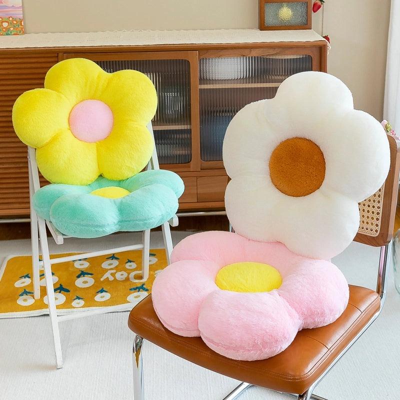 Fluffy Rabbit Hair Flower Cushion for Office, Sofa, Student Chair | Home Decor Cushions