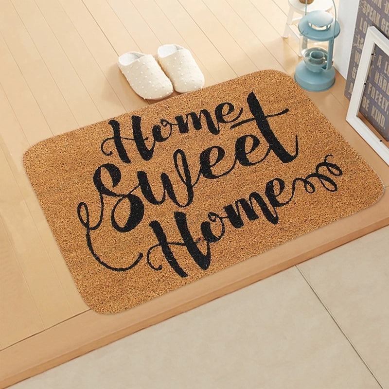 Rustic Letter Print Flannel Floor Rug | Home Decor & Flooring