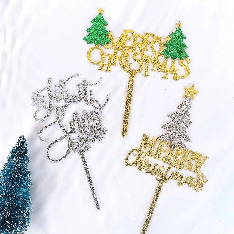 Christmas Tree Letter Acrylic Cake Toppers Party Decorations | Cake Decorating Supplies