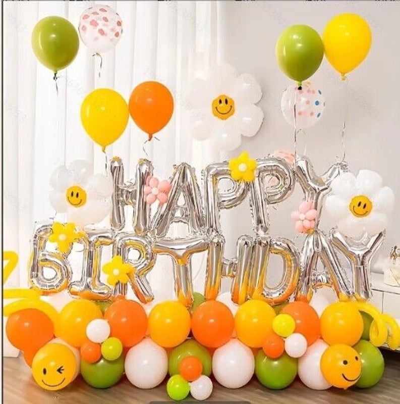 Sweet Pastoral Birthday Letter Balloons Aluminum Foil Party Decoration|Party Supplies