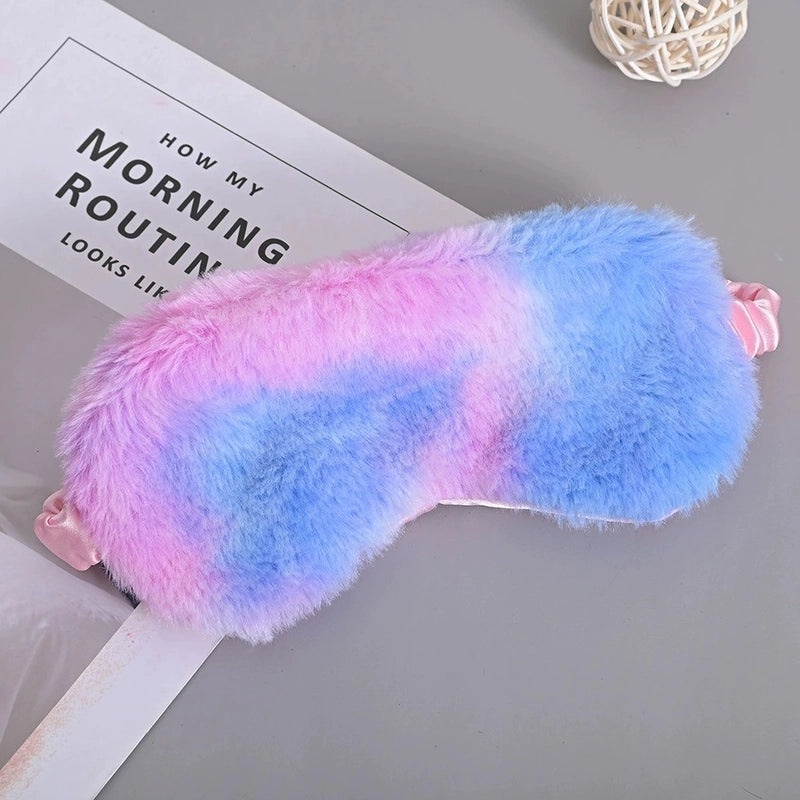 Color Block Tie-Dye Rabbit Hair Eye Mask Minimalist Style | Sleep Masks