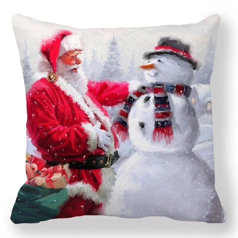 Christmas Holiday Cotton Pillow Covers with Santa Elk Design for Sofa Couch Decor|Home Decor