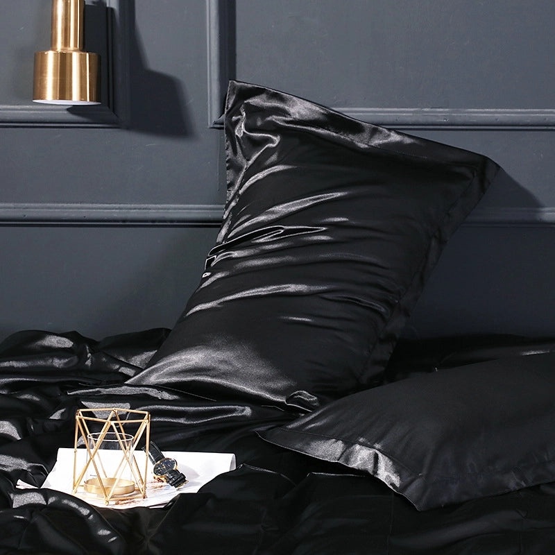 Solid Color Silk Pillowcase Single Satin Ice Silk Pillowcase | Home Textiles & Bedding