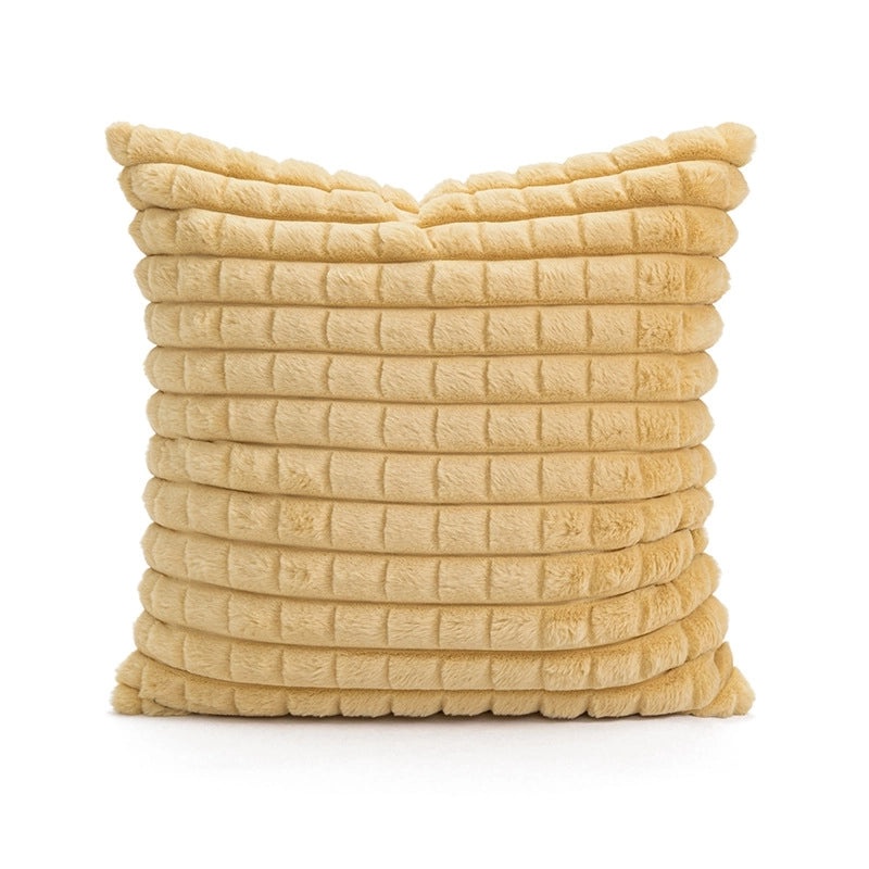Cozy Plaid and Solid Color Plush Pillow Covers for Couch and Sofa Decor | Home Decor Accessories